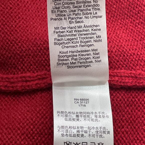 DKNY Womens SM Red White Logo Knit Turtle Neck Sweater Preppy Holiday - Picture 9 of 10